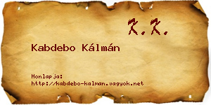 Kabdebo Kálmán névjegykártya